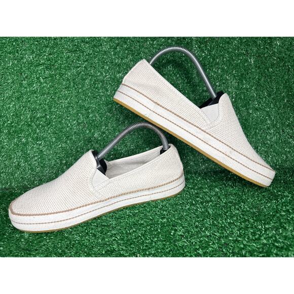 UGG Bren Loafer Shoe Sz 8.5 Fabric Cream White Woven Fabric Fashion Sneaker Flat - Picture 3 of 8
